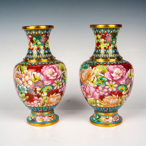 PAIR OF CHINESE CLOISONNE FLORAL 38e038