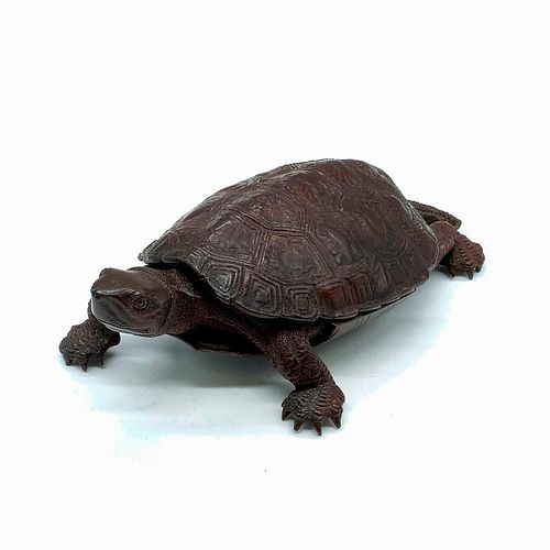 BRONZE LIDDED TURTLE TRINKET BOXHeavy