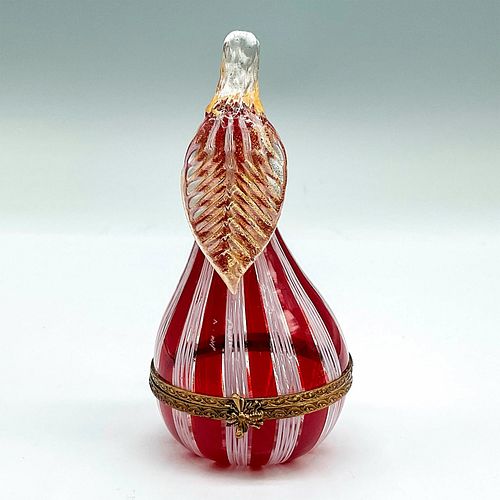 RED AND WHITE GLASS PEAR TREASURE