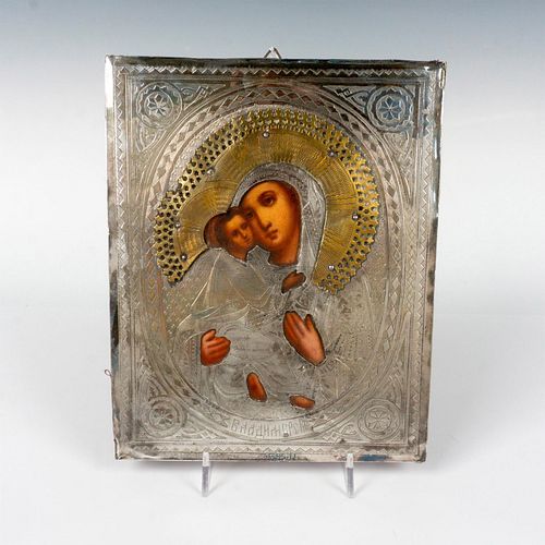 RUSSIAN STERLING SILVER ICON, MOTHER