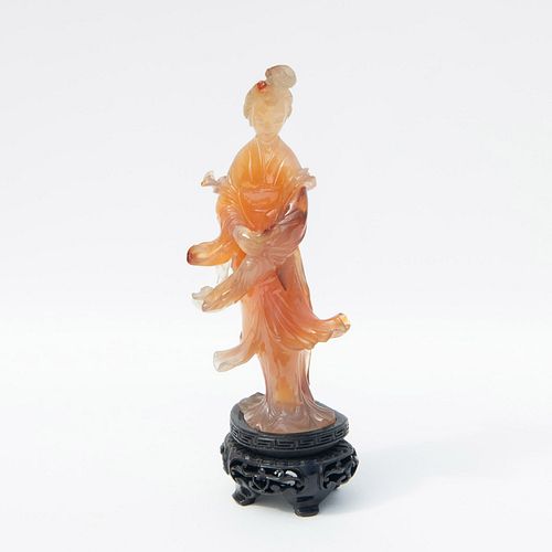 2PC CHINESE AGATE GUANYIN FIGURINE 38e0c7