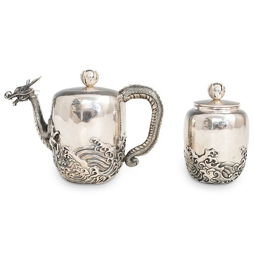 (2 PC) JAPANESE SANJU SAKU SILVER TEA