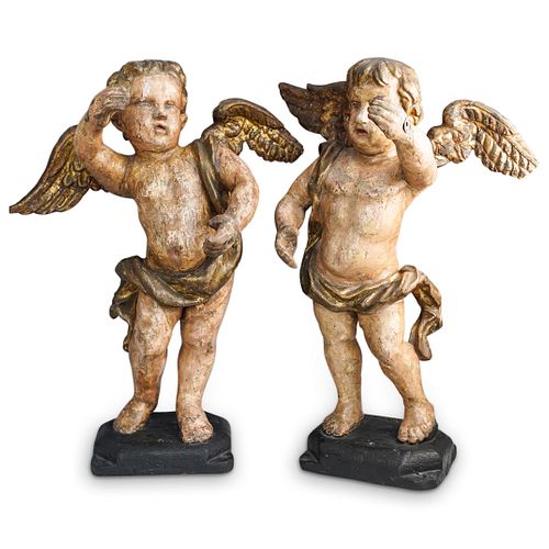 17/18 CT ITALIAN CARVED WOOD CHERUBSDESCRIPTION: