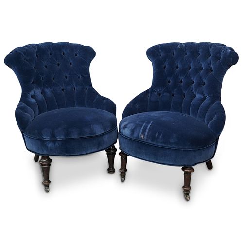  2 PC VICTORIAN TUFTED VELVET 38e1d8