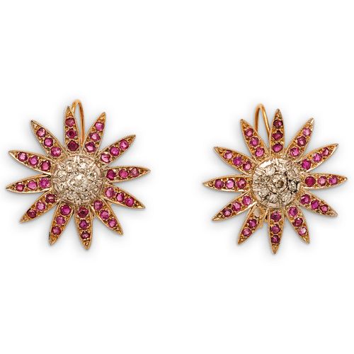 ANTIQUE 14K GOLD, DIAMOND AND RUBY