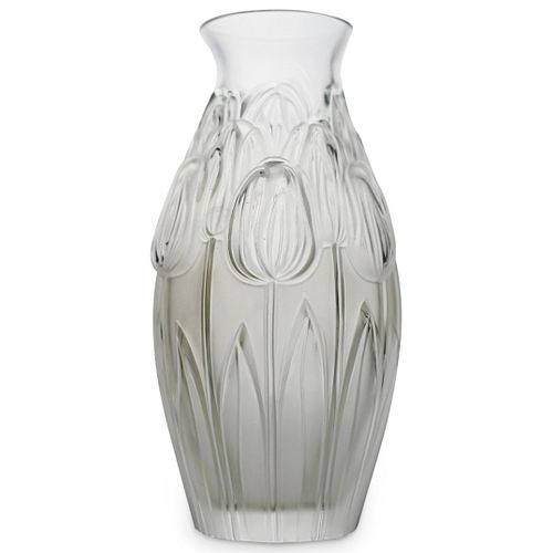 VINTAGE LALIQUE CRYSTAL TULIP VASEDESCRIPTION: