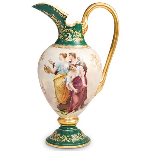 ANTIQUE ROYAL VIENNA PORCELAIN EWERDESCRIPTION: