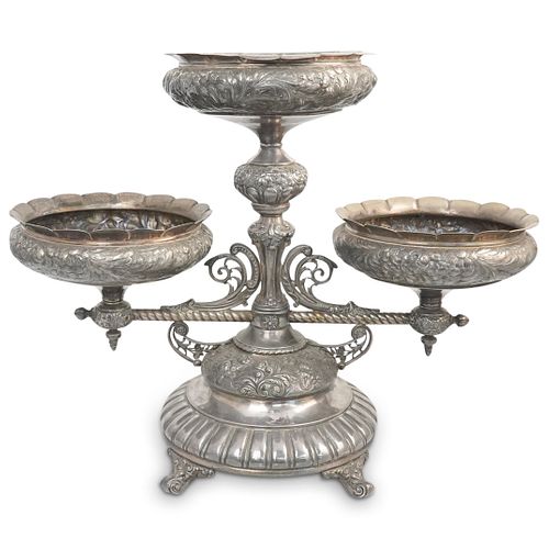 LARGE SILVER PLATED EPERGNE CENTERPIECEDESCRIPTION: