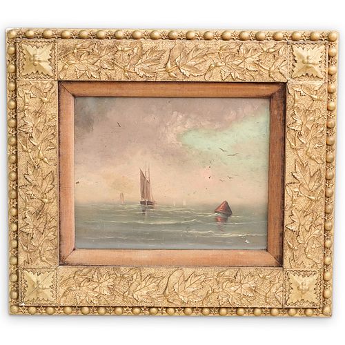 ANTIQUE NAUTICAL OIL ON BOARDDESCRIPTION  38e33f