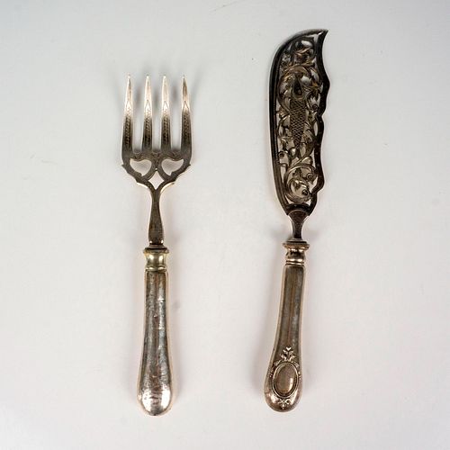 2PC STERLING SILVER HANDLES, FISH