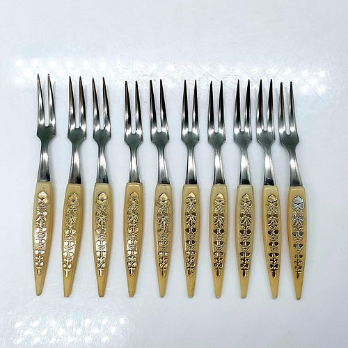 10PC JAPANESE STAINLESS STEEL FLORAL 38e3e5