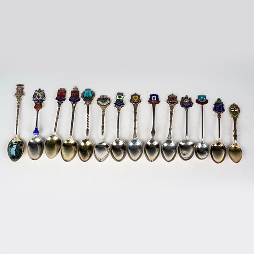 14PC SMALL STERLING SILVER AND ENAMEL