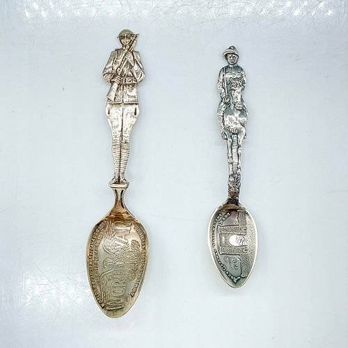 2PC STERLING SILVER SPOONS, WORLD WAR