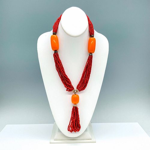 BOLD ORANGE AND CORAL TONE BEADED