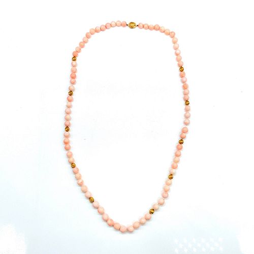 14K GOLD ANGEL SKIN CORAL NECKLACELight 38e43d