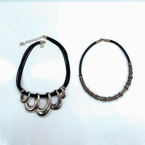 2PC STERLING SILVER AND BLACK CORD 38e45d