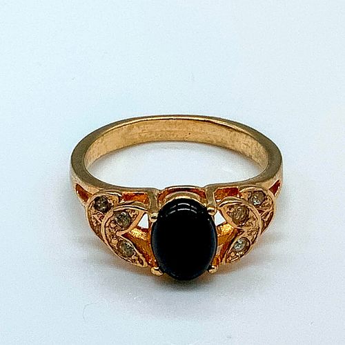 ELEGANT GOLD METAL BLACK STONE  38e46e