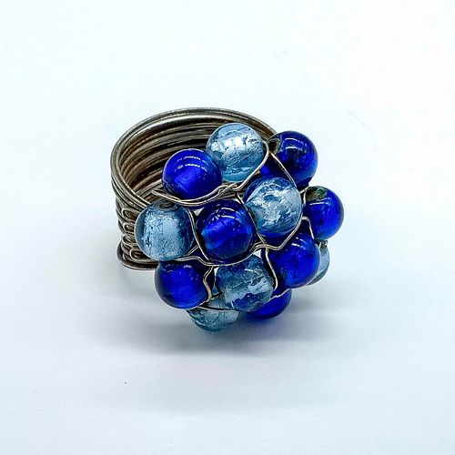 RETRO METAL WIRE AND BLUE BEAD 38e473