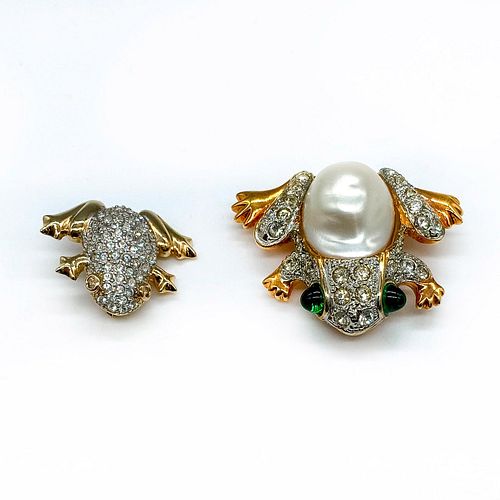 SET OF 2 STUNNING RHINESTONE FROG