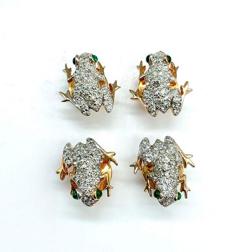 4PC MINI GOLD METAL AND RHINESTONE FROG