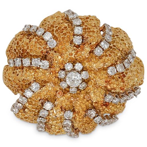 RETRO 18K DIAMOND FLORAL BROOCHDESCRIPTION  38e53a