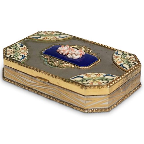 SILVER CHAMPLEVE ENAMELED BOXDESCRIPTION: