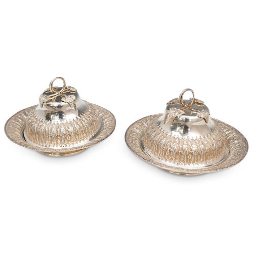  2 PC PERSIAN SILVER COVERED SERVING 38e5b9