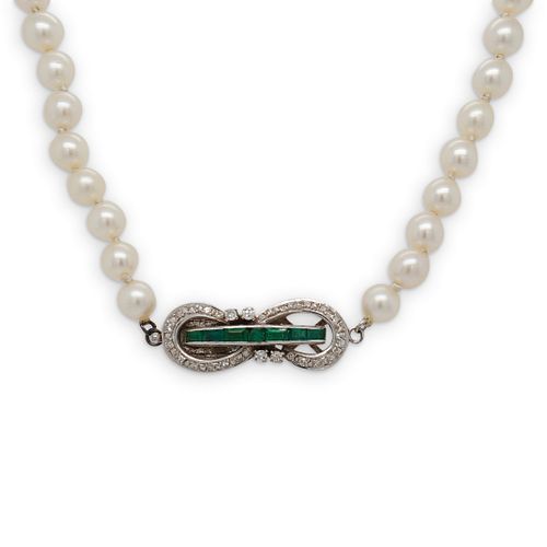 14KT PEARL EMERALD DIAMOND NECKLACEDESCRIPTION  38e5c4