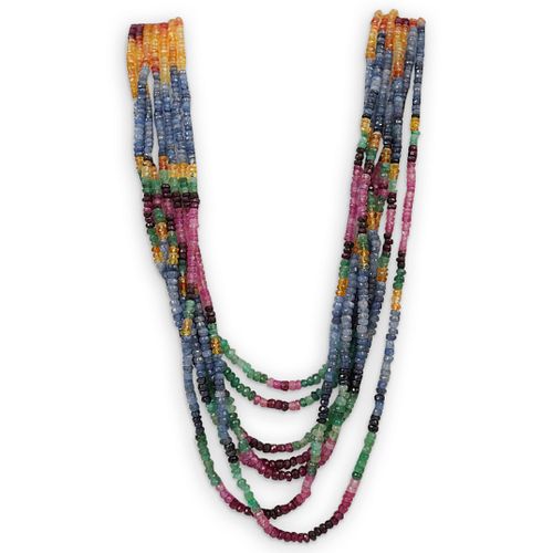 MULTI-STRAND GEMSTONE NECKLACEDESCRIPTION: