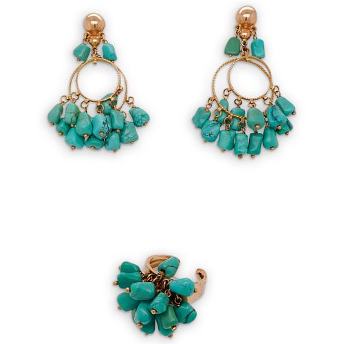 14KT TURQUOISE RING AND EARRING 38e5ca