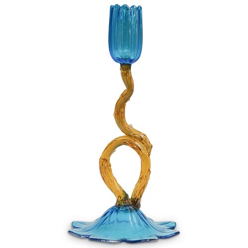 STEUBEN CELESTE BLUE TULIP CANDLESTICKDESCRIPTION: