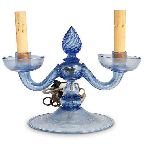 STEUBEN FRENCH BLUE GLASS CANDELABRA 38e66f