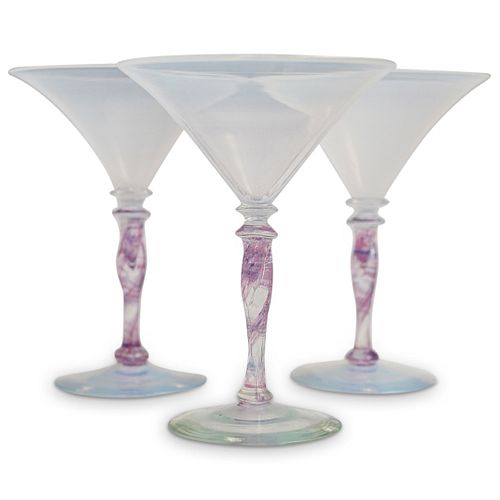  3PC STEUBEN OPAL CHAMPAGNE GLASSES 38e670