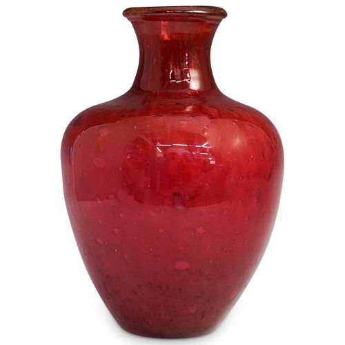 STEUBEN RED CLUTHRA GLASS VASEDESCRIPTION: