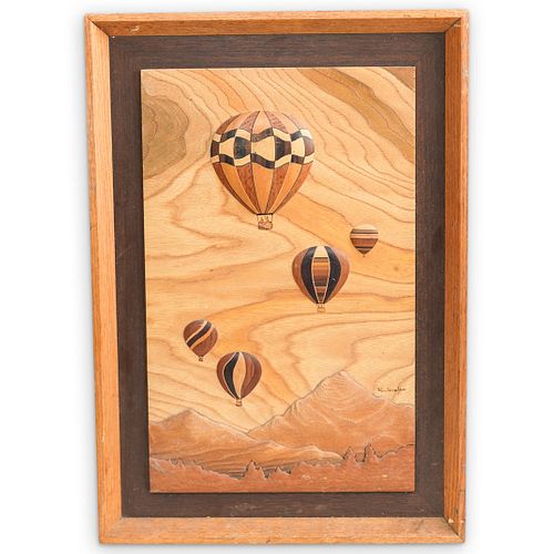 ROBERT W. JOHNSON WOOD INLAY ART WALLDESCRIPTION: