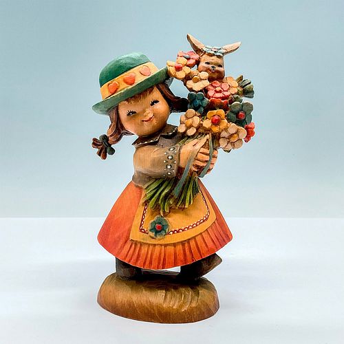 ANRI ITALY WOOD CARVED FIGURINE, FLOWER