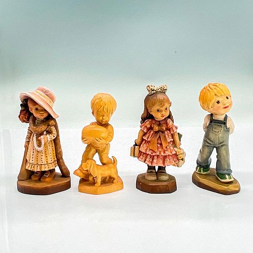 4PC ANRI ITALY WOOD CARVED FIGURINES,