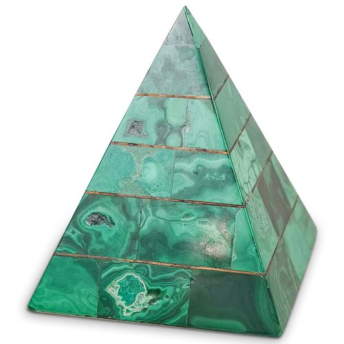 VINTAGE MALACHITE AND BRASS PYRAMIDDESCRIPTION: