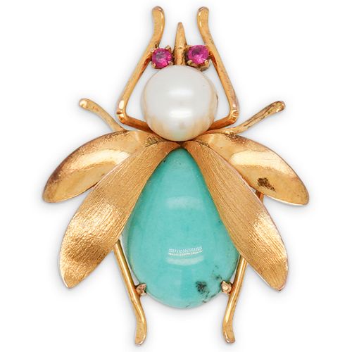 14KT GOLD PEARL & TURQUOISE BEEDESCRIPTION: