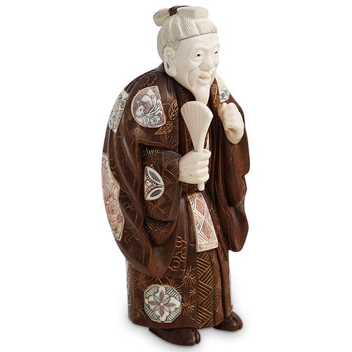 ANTIQUE JAPANESE WOOD INLAY FIGURINEDESCRIPTION: