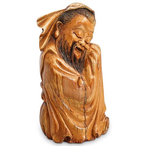 ANTIQUE CHINESE HAND CARVED LOHANDESCRIPTION: