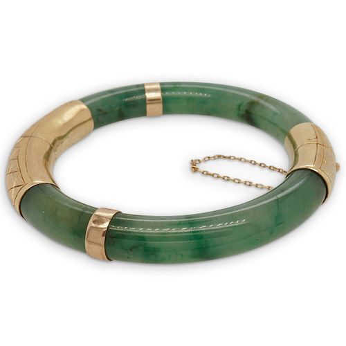 CHINESE 14K GOLD & SPINACH JADE