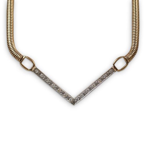 VINTAGE 10K & DIAMOND PENDANT NECKLACEDESCRIPTION: