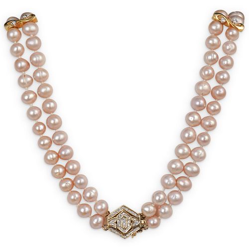 14K PEARL DIAMOND CHOKER NECKLACEDESCRIPTION  38e913