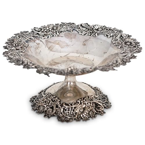 RETICULATED STERLING COMPOTE DISHDESCRIPTION: