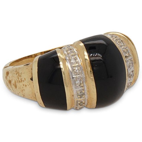 RETRO 14K ONYX AND DIAMOND RINGDESCRIPTION  38e976