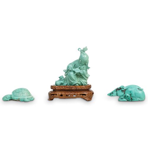 (3 PC) CHINESE CARVED TURQUOISE