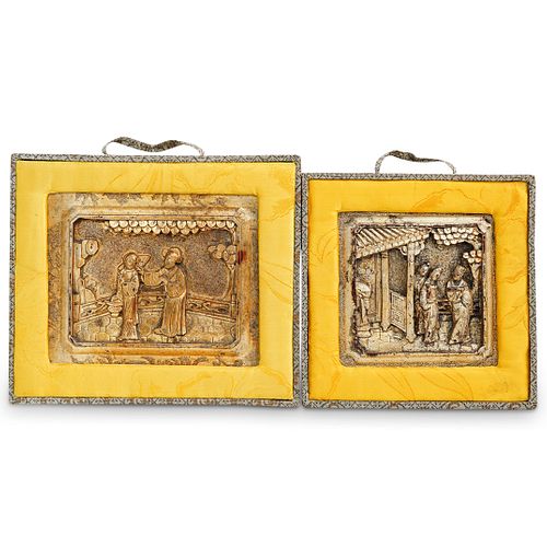 (2PC) CHINESE GILT WOOD TEMPLE