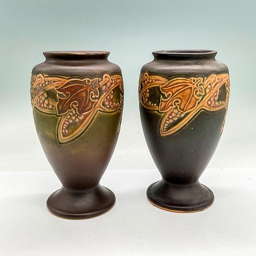 2PC ROSEVILLE POTTERY VASES ROSECROFT 38e9f5