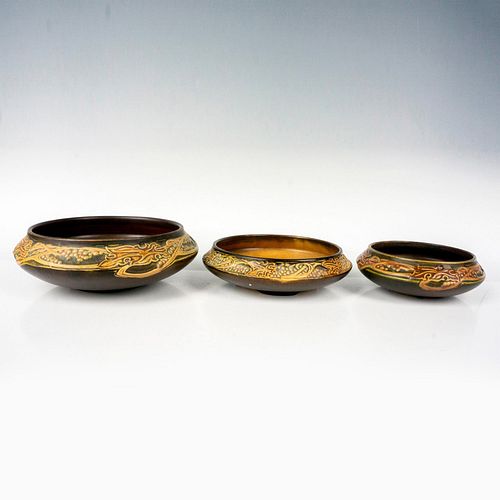 3PC ROSEVILLE POTTERY BOWLS ROSECRAFT 38e9fc